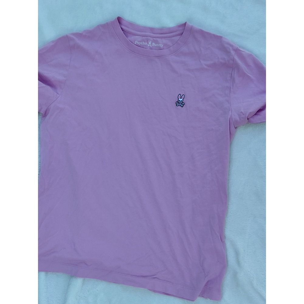 Psycho Bunny Pink Lavender Pima Cotton Short Sleeve T-Shirt Size L Logo Tee